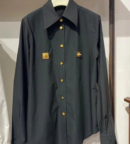 Solid Spliced Sequined Fashion Shirts for Women Lapel Long Sleeves Patchwork Single Breasted Shirt Female Clothing