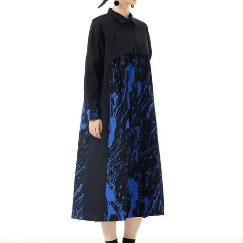 Load image into Gallery viewer, Women White Pattern Printed Big Size Casual Shirt Dress New Lapel Long Sleeve Fashion Tide Spring Autumn 2025 1DH4823
