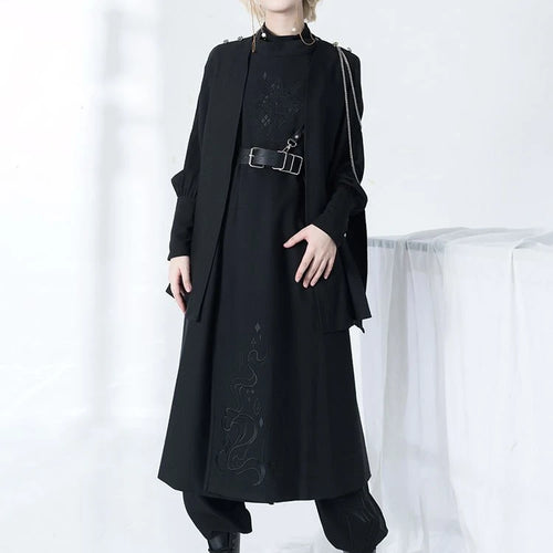 Load image into Gallery viewer, Harajuku Women Black Jackets Gothic Vintage Cloak Coats Y2k Aesthetic Loose Zipper Jacket Streetwear Grunge Sleeveless Split Top

