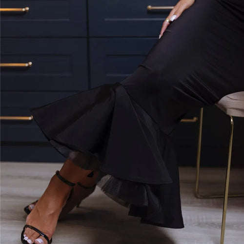 Load image into Gallery viewer, Sleeveless Fishtail Maxi Dress For Women Autumn New Halter Deep V Neck Backless Bodycon Party Sexy Long Dress Elegant
