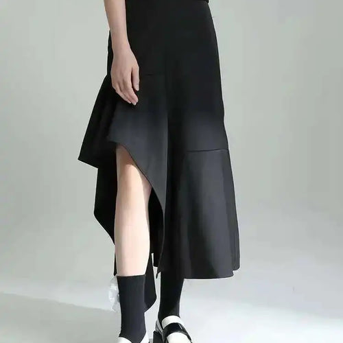 Load image into Gallery viewer, High Waist Irregular Black Ruffles Slit Elegant Party Half-body Skirt Women Fashion Tide New Spring Autumn 2025 1DE7718
