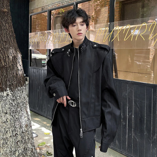 Load image into Gallery viewer, Personalized Men&#39;s Jacket Flying Sleeve Stand Collar Dark Wear Male Coats Solid Color 2024 New Stylish Men Clothing 9C6964
