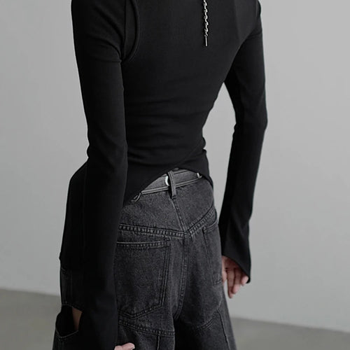 Load image into Gallery viewer, Black Irregular 3 Ways Wear Knitting Sweater O-neck Long Sleeve Women Pullovers New Fashion Spring Autumn 2025 1DH9225
