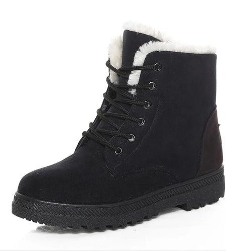 Women's Boots Warm Fur Botas Mujer 2025 Winter Shoes For Woman Snow Boots Low Heels Ankle Boots Winter Black Footwear Female