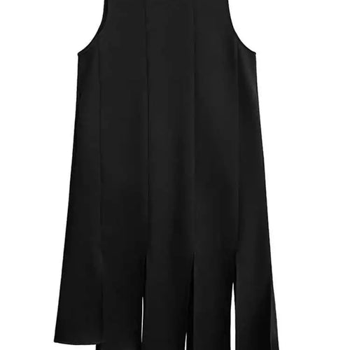 Load image into Gallery viewer, Women Black Irregular Ribbons Big Size Strap Dress New Round Neck Sleeveless Fashion Tide Spring Autumn 2025 1DH8059
