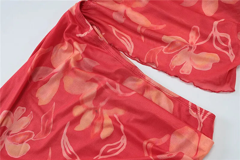 Halter Deep V Neck Ruffled Sexy Maxi Dress For Women Fashion Sleeveless Backless High Waist Bodycon Club Printed Dress