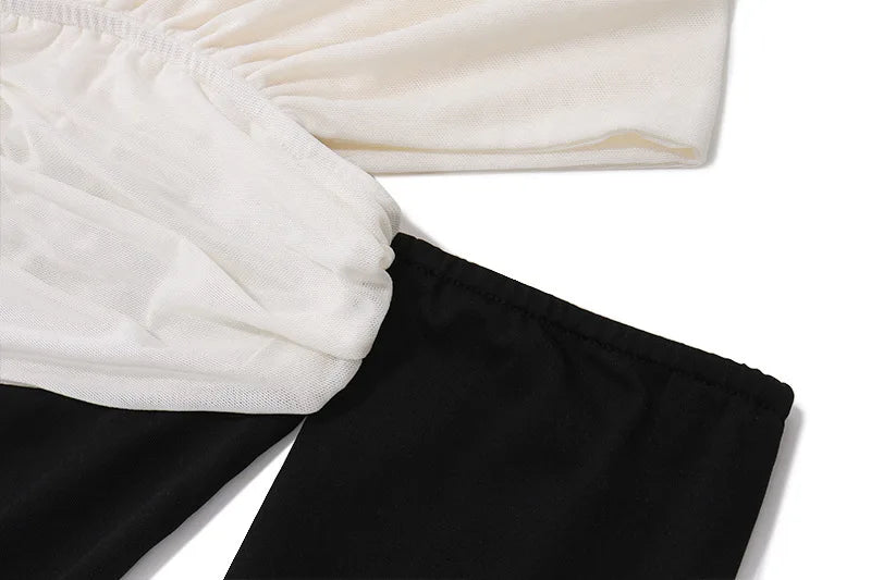 Elegant Strapless Backless Sexy Mini Dress For Women Red Off-shoulder Long Flare Sleeve Pleated Club Party Dress 2024