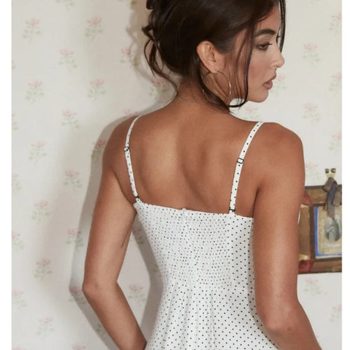 Load image into Gallery viewer, Elegant Sleeveless Polka Dot Lace Patchwork Bodycon Dress Women Backless Female Vestidos Fashion Vacation Summer 2024
