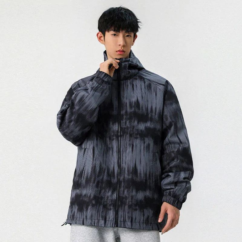 American Style Male Jackets Spring New Hooded Drawstring Reversible Jacket Solid Color Men's Coats Streetwear Spring 9W1240