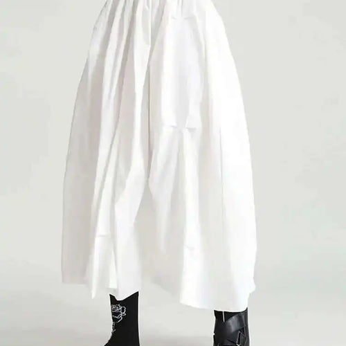 Load image into Gallery viewer, Black Casual Irregular Ruched High Elastic Waist Midi Half-body Skirt Women Fashion Tide New Spring Summer 2025 1DD8525
