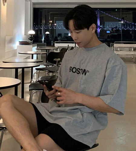 Men's T-shirts Summer New Fashion Short Sleeve Round Collar Letter Printing Design Male Tees Casul Clothing Summer 9W1360