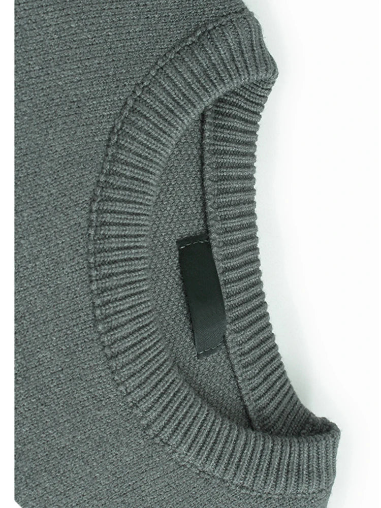 Gray Irregular Big Size Knitting Sweater Round Neck Long Sleeve Women Pullovers New Fashion Spring Autumn 2025 1DH9452