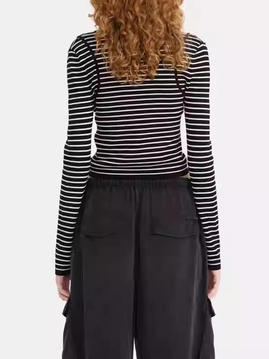 Hit Color Striped Spliced 3D Flower Cardigan for Women V Neck Long Sleeves Patchwork Zipper Elegant Cardigan Female