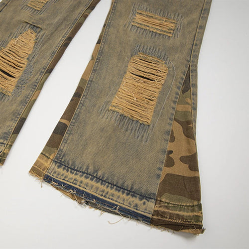 Load image into Gallery viewer, Men&#39;s Jeans New American Distressed High Street Trendy Loose Hole Design Straight Wide Leg Male Summer Clothing 9W1886
