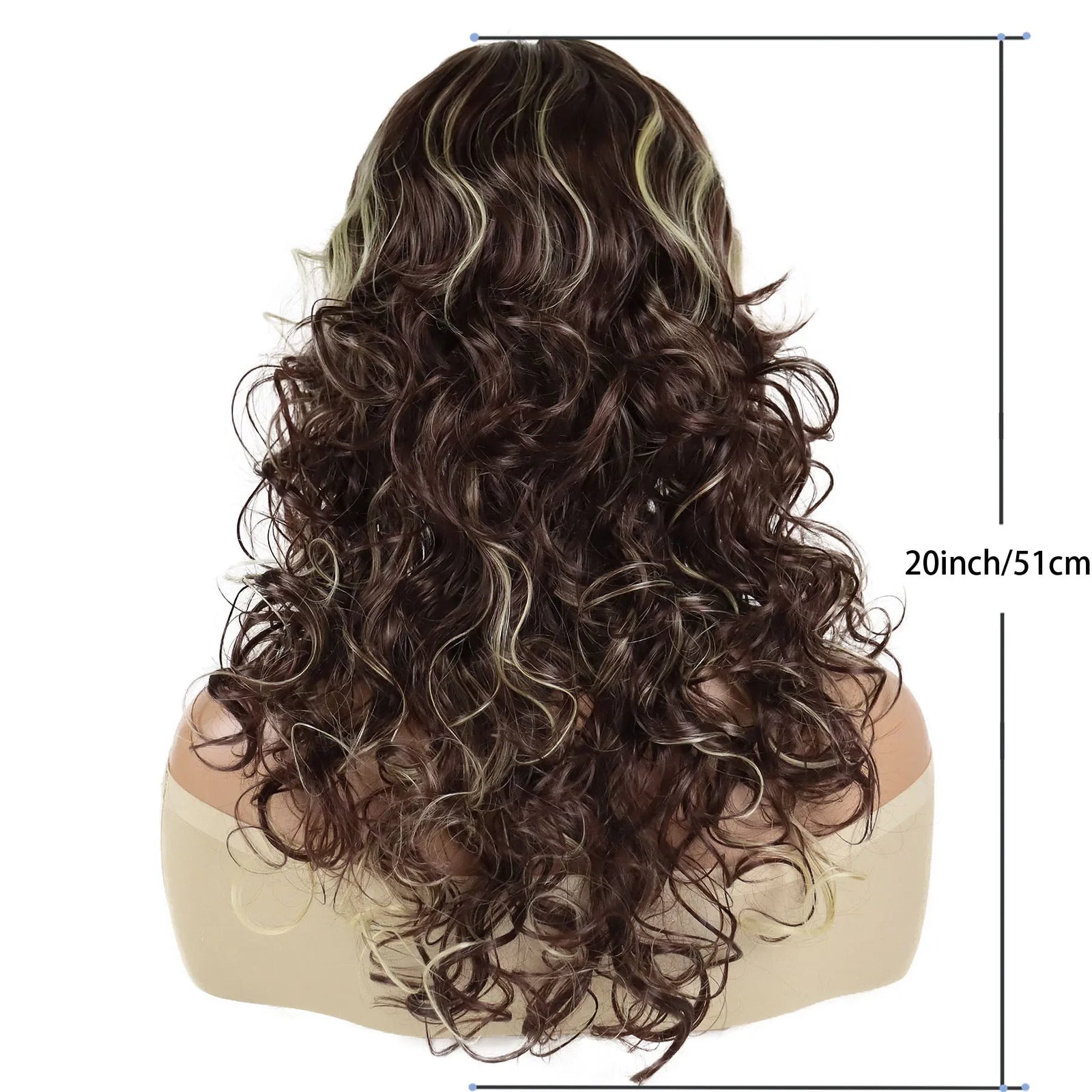 Synthetic Mommy Wigs for Women Long Curly Hair Wig with Bangs Brown Highlights Blonde Hairstyles Elegant Natural Daily