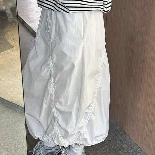 Load image into Gallery viewer, High Elastic Waist White Drawstring Irregular Casual Half-body Skirt Women Fashion Tide New Spring Autumn 2025 1DH9428
