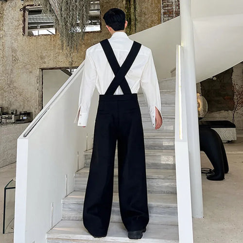 Load image into Gallery viewer, Designer Korean Fashion Woolen Jumpsuit Menwear Casual Wide Shoulder Strap Wide Leg Overalls Autumn Personality 9C2564
