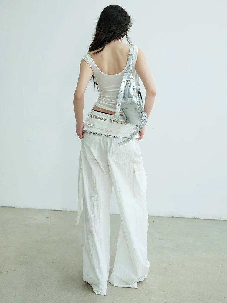 High Waist Black Double Layer Pocket Pleated Long Wide Leg Pants New Trousers Women Fashion Spring Autumn 2025 1DJ0691