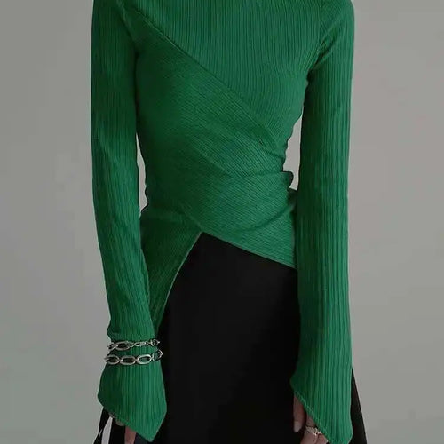 Load image into Gallery viewer, Black Irregular High Elastic Knitting Sweater Turtleneck Long Sleeve Women Pullovers New Fashion Spring Autumn 2025 1DF490
