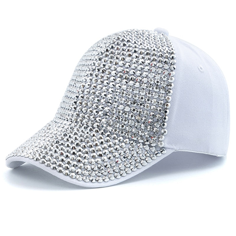 Women Diamond Inlay Cap Simple Plain Baseball Cap Female Adjustable Casual Outdoor Streetwear Fashion Hat