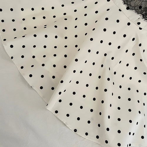 Load image into Gallery viewer, French Retro Women Black White Dot Patchwork Lace Elegant Sexy Backless Slip Short Dress 2025 Summer Sleeveless Slim Party Dress
