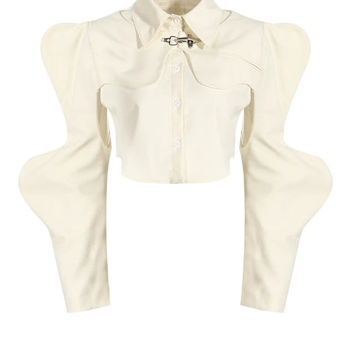 Load image into Gallery viewer, Women Black Shaped Irregular Short Blouse New Lapel Long Sleeve Loose Fit Shirt Fashion Tide Spring Autumn 2025 1DE7398
