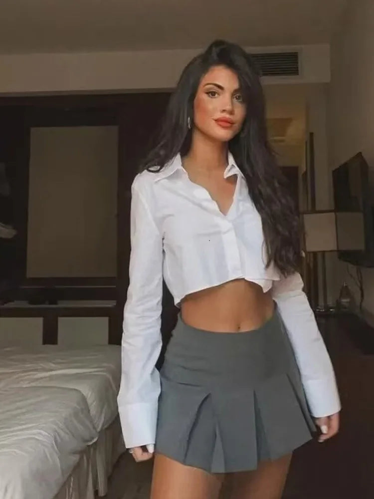 2025 Spring Summer Women Casual Tierred Mini Skirts Fashion Vintage Solid High Wasit Ruffles Pleated Sexy Shorts Skirts