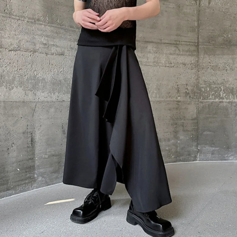 Summer Men's Casual Pants Dark Style Irregular Individuality Trousers Fashion Trend Solid Color Culottes 9C5810