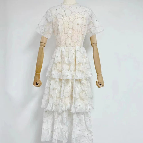 Load image into Gallery viewer, Hit Color Slimming Casual Elegant Dresses For Women O Neck Short Sleevehigh Waist Temperament Long Dress Female New
