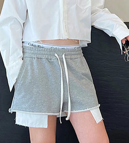 Summer Niche Design Men's Casual Shorts Elastic Waist Drawstring Ultra-short Pant Male Versatile Sweatpants 9A8920