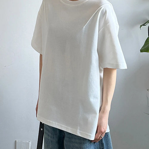 Load image into Gallery viewer, Women White Pleated Brief Big Size Casual T-shirt New Round Neck Short Sleeve Fashion Tide Spring Summer 2025 1DJ1177
