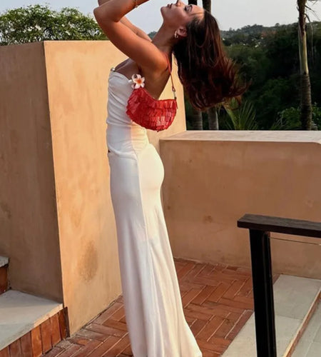 Strapless Hollow Out Sexy Maxi Dress Women Gown Summer New Off-shoulder Backless Sleeveless Beach Club Long Dress