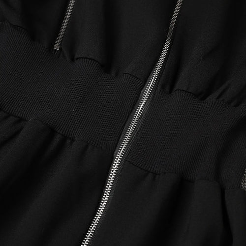 Load image into Gallery viewer, Women Black Zipper Irregular Hem Slit Midi Dress New Turtleneck Long Sleeve Fashion Tide Spring Autumn 2025 1DH9354
