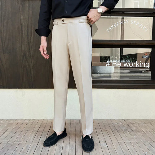 Load image into Gallery viewer, Men's New Casual Men Suit Pants Solid Color Design Groomsman's Trousers Straight Leg Male Bottoms Spring 2025 9W1572
