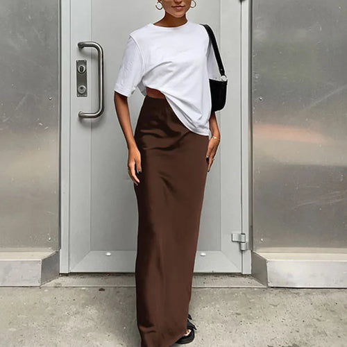 Load image into Gallery viewer, Elegant Satin Black Trumpet Skirts Fashion Slim High Waist Skirts Women Female 2024 Solid Office Long Skirt Spring Summer
