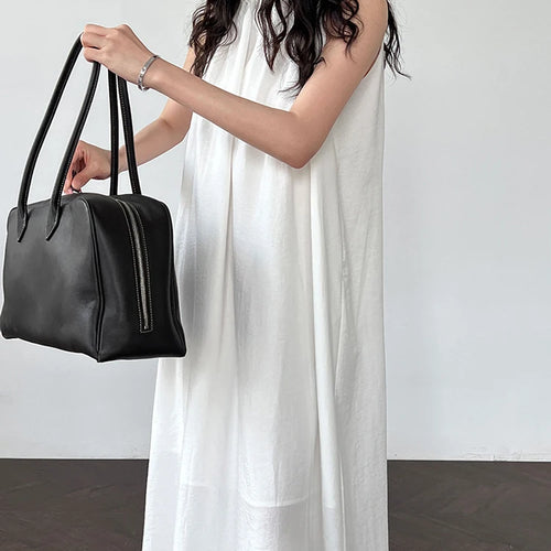 Load image into Gallery viewer, Women White Blue Knot Elegant Big Size Long Vest Dress New Halter Sleeveless Fashion Tide Spring Summer 2025 1DJ1282
