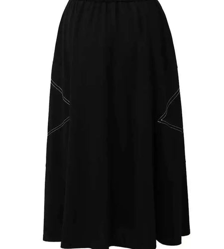 High Elastic Waist Black Topstitched Pocket A-line Half-body Skirt Women Fashion Tide New Spring Autumn 2025 1DH5353