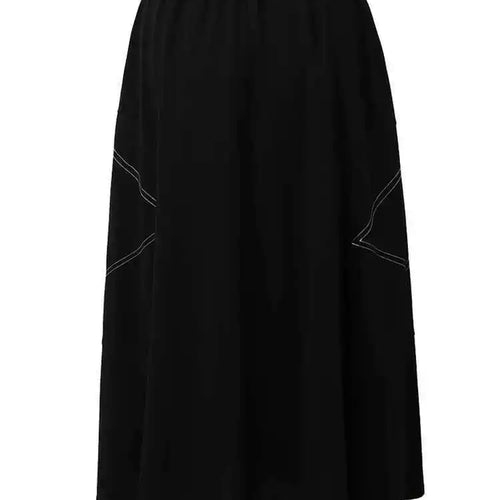 Load image into Gallery viewer, High Elastic Waist Black Topstitched Pocket A-line Half-body Skirt Women Fashion Tide New Spring Autumn 2025 1DH5353

