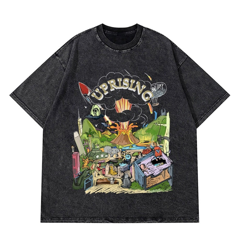 Vintage Washed Tshirts Anime T Shirt Harajuku Oversize Tee Cotton fashion Streetwear unisex top 20