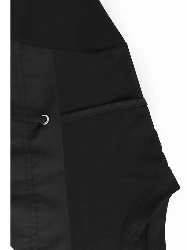 Women Khaki Color-block Pleated Big Size Midi Dress New Round Neck Short Sleeve Fashion Tide Spring Summer 2025 1DH5680