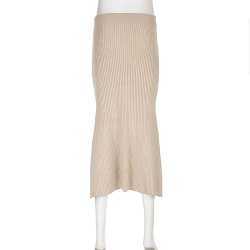 Load image into Gallery viewer, Fashion Elegant Knitted Sweater Autumn Skirt Side Slit Solid Slim High Waist Long Skirt Women Clothes Vintage A-Line
