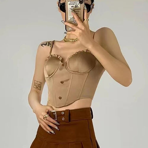 Load image into Gallery viewer, Korean Khaki Camis For Women Square Collar Sleeveless Slim Solid Frill Trim Tank Tops Female Summer Clothes Fashion
