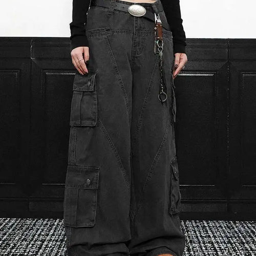 Load image into Gallery viewer, High Waist Gray Pockets Denim Long Vintage Wide Leg Jeans New Women Trousers Fashion Tide Spring Autumn 2025 1DH9390
