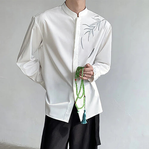 Load image into Gallery viewer, Men's Shirts Long Sleeve New Summer Embroidered Design Chinese Style Stand Collar Shirts Single Breasted Menwear 9W1700
