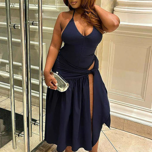 Load image into Gallery viewer, Fashion 2 Pcs Sets Solid White Backless Sexy Bodysuit Slit Bandage Pleated Maxi Skirt Women Outfits Festival Holiday
