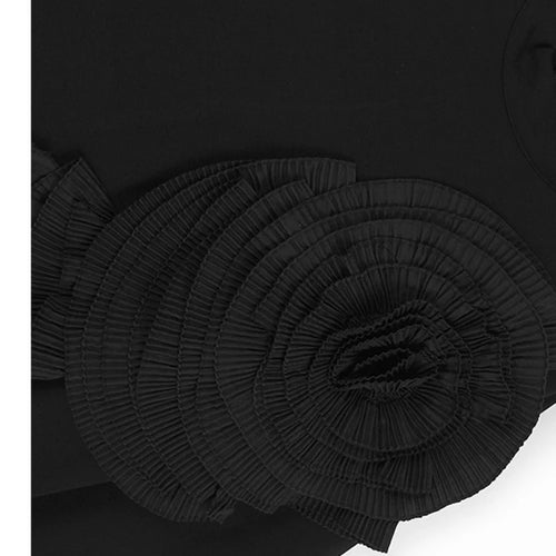 Load image into Gallery viewer, Women Black Three-dimensional Flower Lace Big Size Dress New Turtleneck Short Sleeve Fashion Spring Autumn 2025 1DH8218
