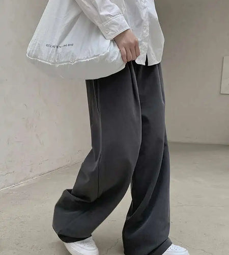 High Waist Gray Brief Pleated Long Wide Leg Elegant Pants New Trousers Women Fashion Tide Spring Autumn 2025 1DH8360