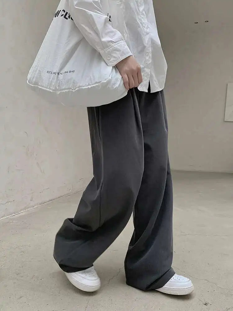 High Waist Gray Brief Pleated Long Wide Leg Elegant Pants New Trousers Women Fashion Tide Spring Autumn 2025 1DH8360