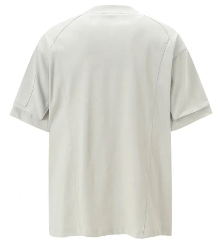 Vintage T-Shirt Y2K Sleeve Zipper Solid Color Urban Men Tshirt Streetwear Hip Hop Harajuku Casual Short Sleeve Summer Cotton Top