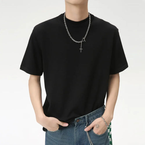 Load image into Gallery viewer, Fashion Men&#39;s Loose T-shirts Casual Round Neck Short Sleeve Solid Color Male Pullover Tops Chic Summer 9C6167
